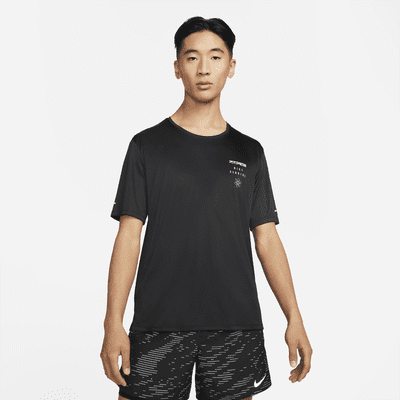 ★Nike★ Mylar Flash Dry Fit UV Short Sleeve Running Top M S Nike Dri-FIT UV Run Division Miler Men's Graphic Short